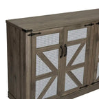 Madia in finto rattan color rovere/grigio pietra con ante a fienile – Montaggio 1 persona