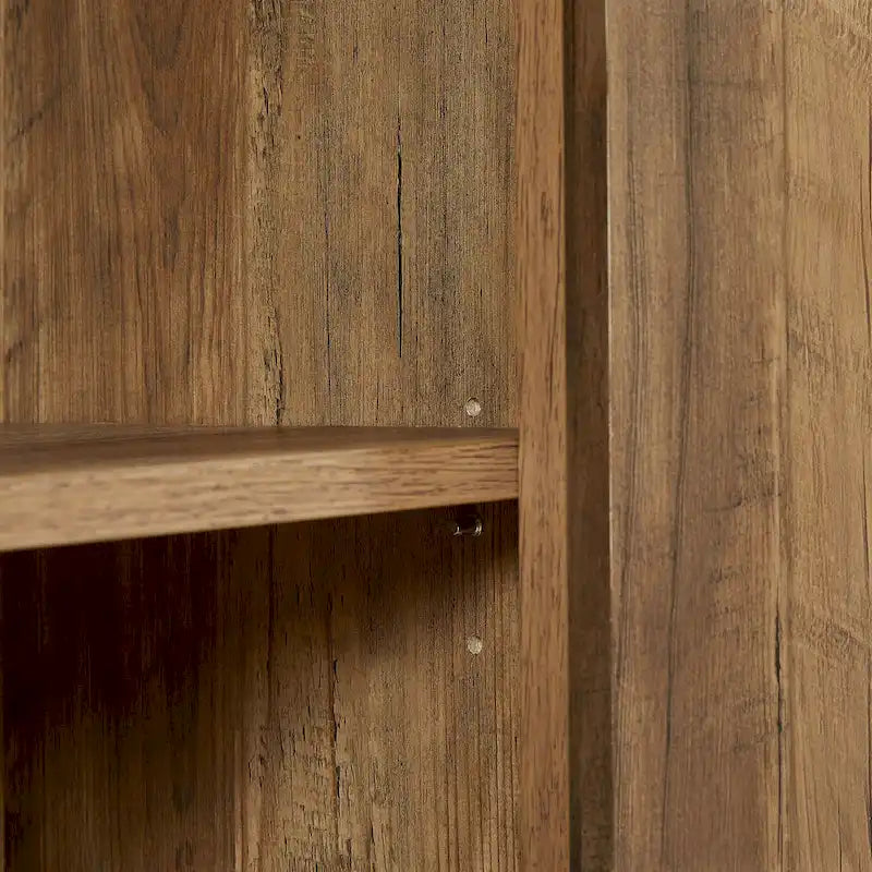 Madia in finto rattan color rovere/grigio pietra con ante a fienile – Montaggio 1 persona