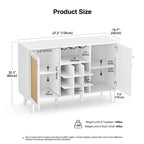 Madia/Buffet a 2 ante in bianco e rattan con portabottiglie e portacalici