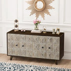 Credenza vintage a 4 ante marrone/nera, montaggio da 1 persona