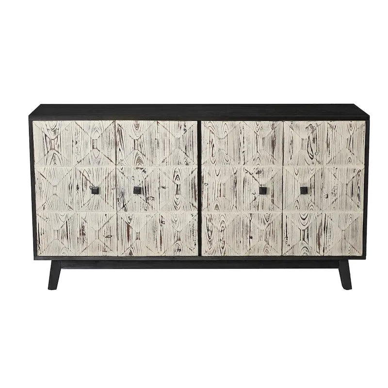 Credenza vintage a 4 ante marrone/nera, montaggio da 1 persona