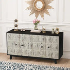 Credenza vintage a 4 ante marrone/nera, montaggio da 1 persona