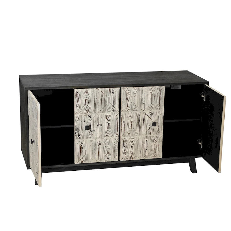 Credenza vintage a 4 ante marrone/nera, montaggio da 1 persona