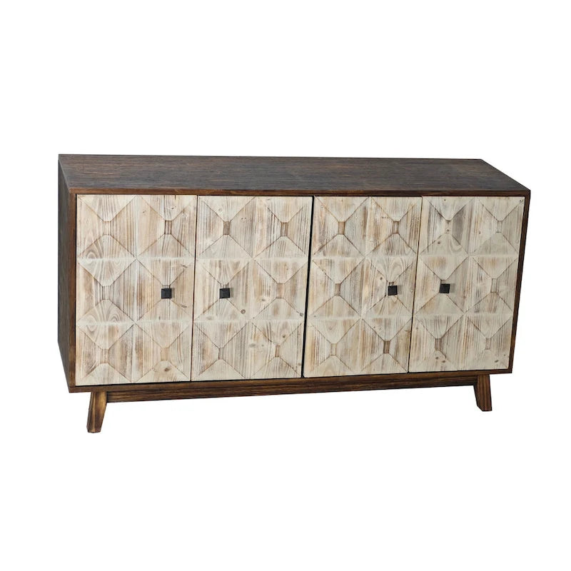 Credenza vintage a 4 ante marrone/nera, montaggio da 1 persona