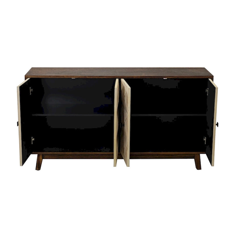 Credenza vintage a 4 ante marrone/nera, montaggio da 1 persona