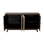 Credenza vintage a 4 ante marrone/nera, montaggio da 1 persona