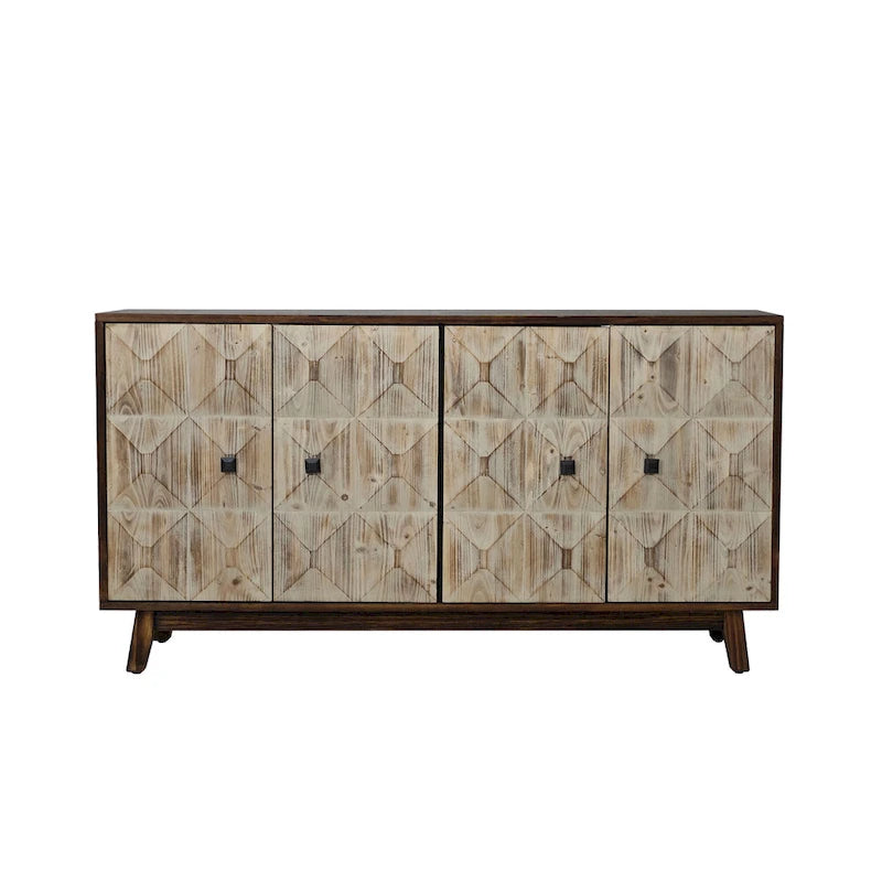 Credenza vintage a 4 ante marrone/nera, montaggio da 1 persona