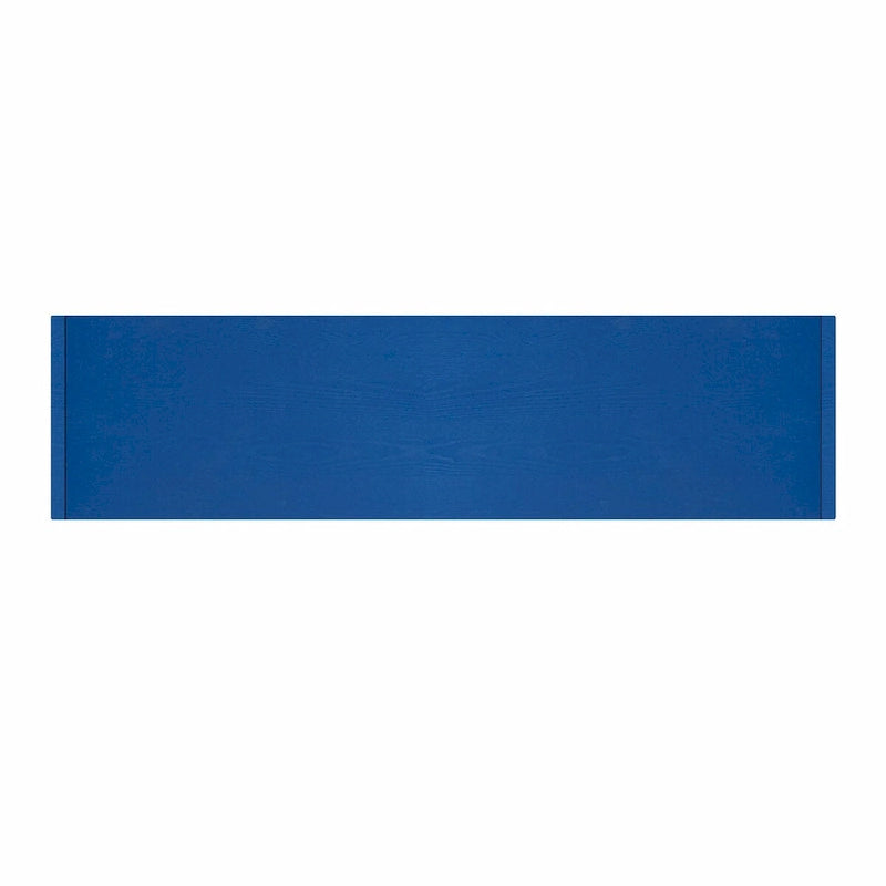 Credenza a 4 ante blu notte / nera con motivo a linee radiali, impiallacciatura in frassino