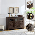 Credenza/Buffet a 3 ante grigio slavato/espresso, assemblaggio da 1 persona