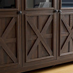 Credenza/Buffet a 3 ante grigio slavato/espresso, assemblaggio da 1 persona