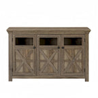 Credenza/Buffet a 3 ante grigio slavato/espresso, assemblaggio da 1 persona