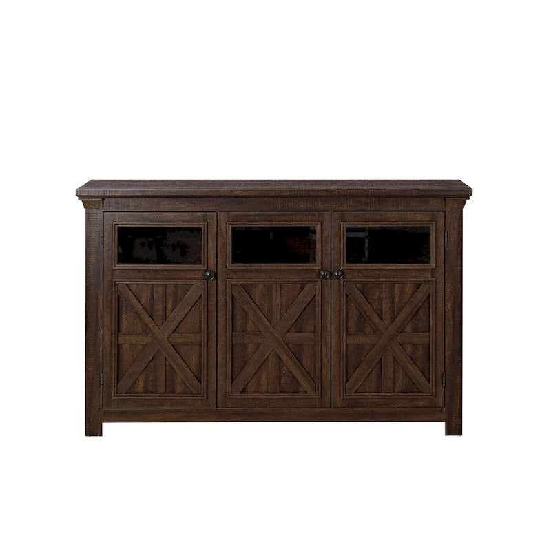 Credenza/Buffet a 3 ante grigio slavato/espresso, assemblaggio da 1 persona