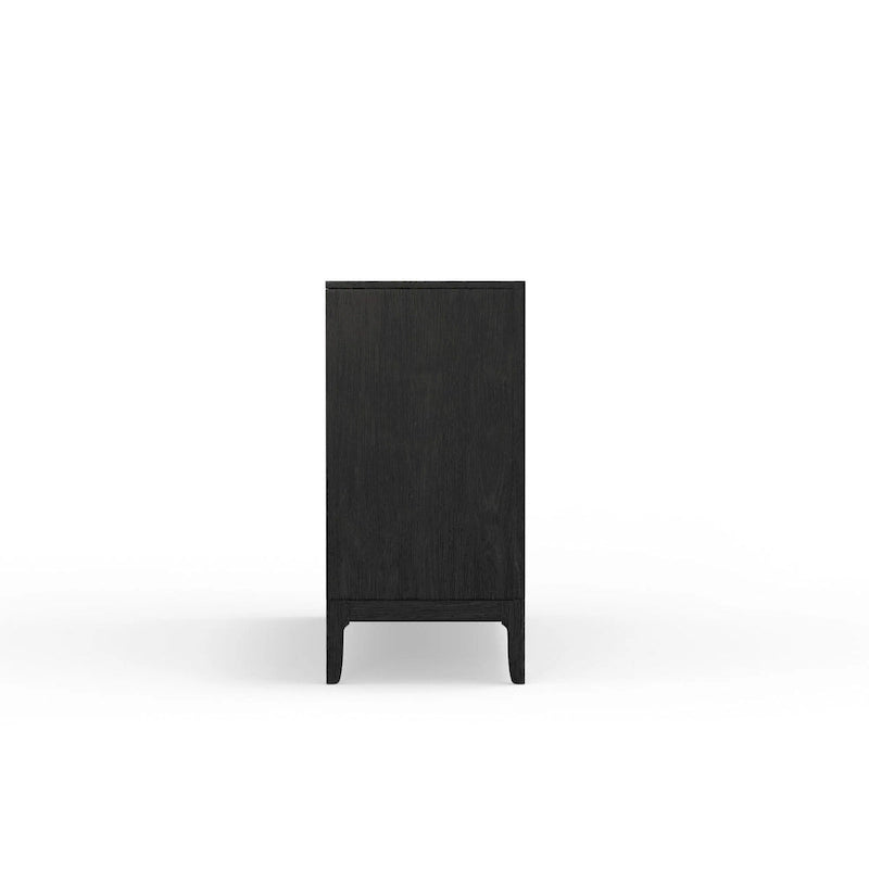 Credenza Vintage Nera a 3 Cassetti e 2 Ante, in Legno