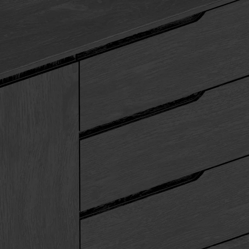 Credenza Vintage Nera a 3 Cassetti e 2 Ante, in Legno