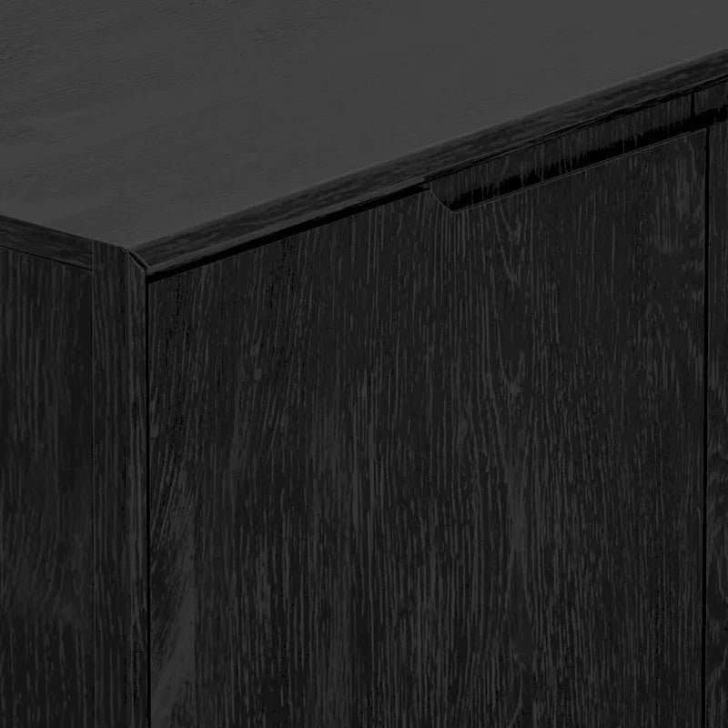 Credenza Vintage Nera a 3 Cassetti e 2 Ante, in Legno