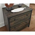 Armadietto portadocumenti laterale a 2 cassetti Carbon Oak, legno e metallo, 1 persona