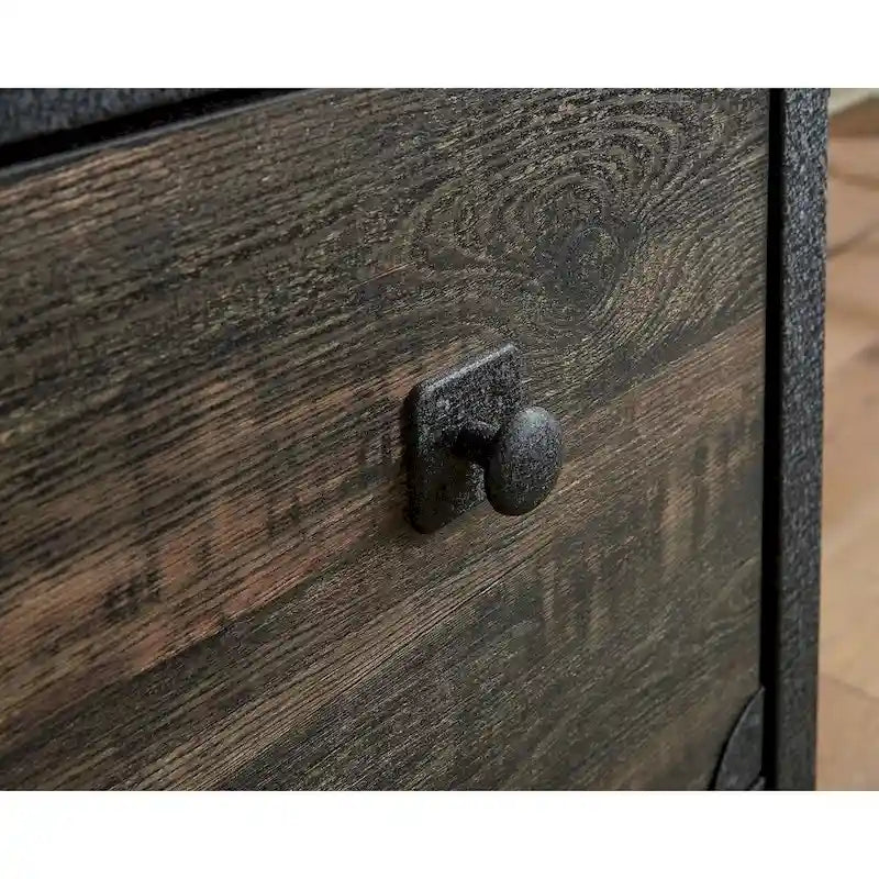 Armadietto portadocumenti laterale a 2 cassetti Carbon Oak, legno e metallo, 1 persona