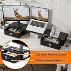 Supporto/rialzo monitor in acciaio nero con cassetti, utente singolo