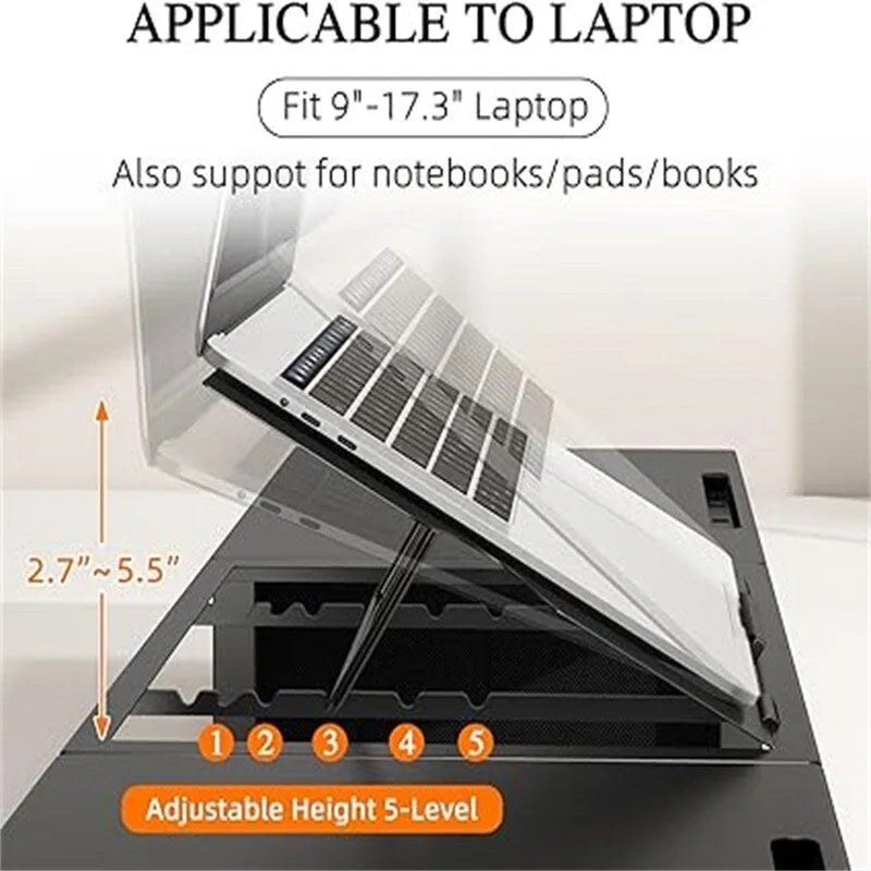 Supporto/rialzo monitor in acciaio nero con cassetti, utente singolo