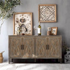 Madia a 4 ante in legno di abete, colore caffè/marrone/nero, stile rustico