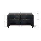 Madia a 4 ante in legno di abete, colore caffè/marrone/nero, stile rustico