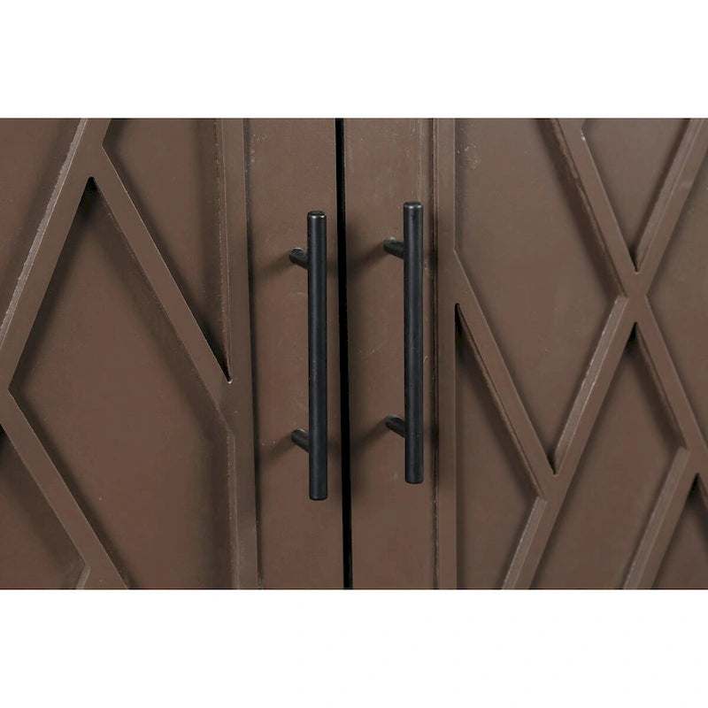 Madia a 4 ante in legno di abete, colore caffè/marrone/nero, stile rustico