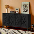 Madia a 4 ante in legno di abete, colore caffè/marrone/nero, stile rustico