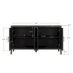 Madia a 4 ante in legno di abete, colore caffè/marrone/nero, stile rustico