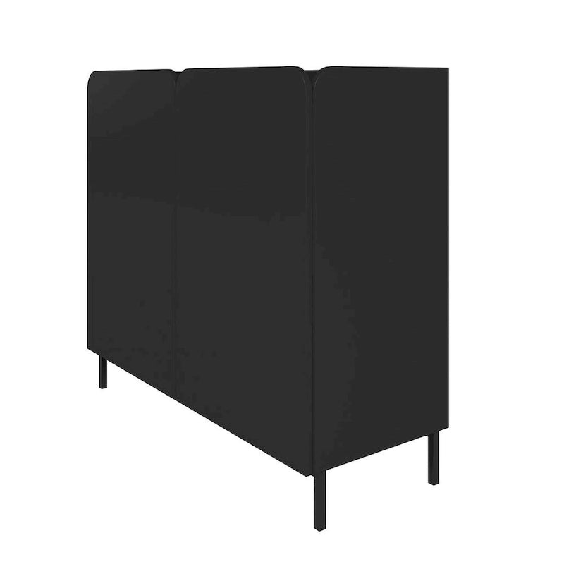 Mobiletto d'Appoggio Moderno di Metà Secolo, Bianco/Nero, Set da 2
