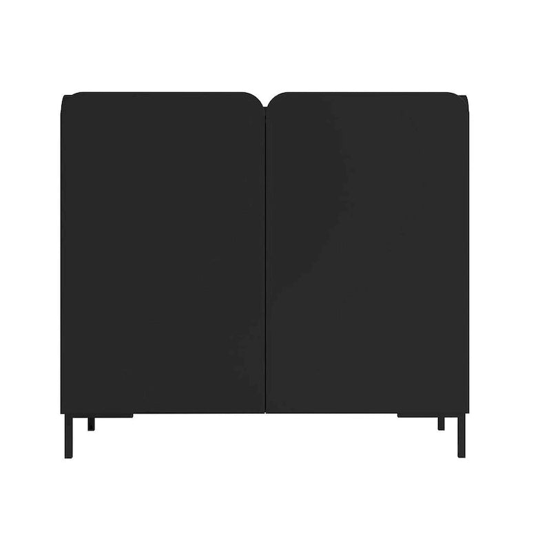Mobiletto d'Appoggio Moderno di Metà Secolo, Bianco/Nero, Set da 2