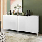 Mobiletto d'Appoggio Moderno di Metà Secolo, Bianco/Nero, Set da 2