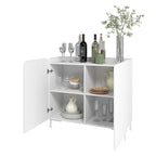 Mobiletto d'Appoggio Moderno di Metà Secolo, Bianco/Nero, Set da 2