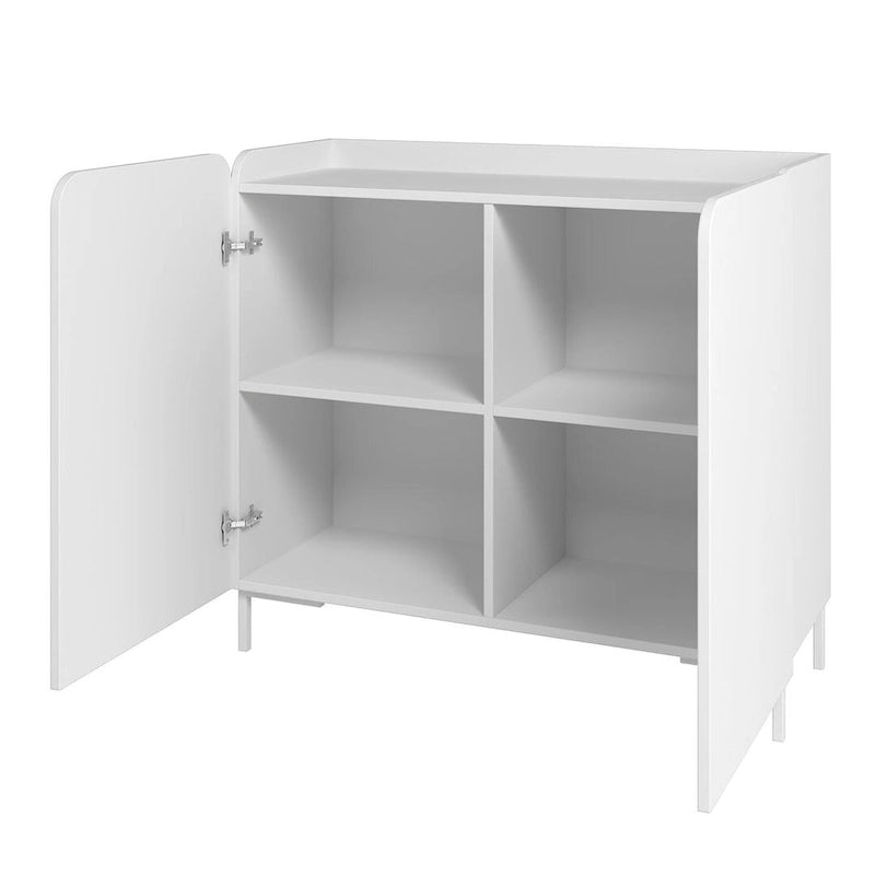 Mobiletto d'Appoggio Moderno di Metà Secolo, Bianco/Nero, Set da 2