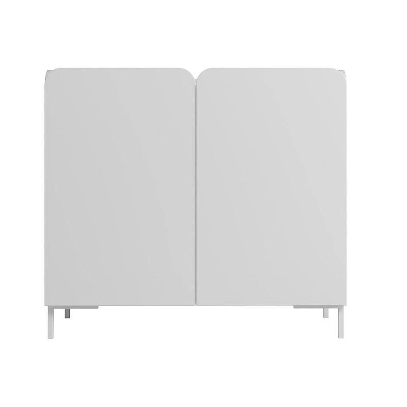 Mobiletto d'Appoggio Moderno di Metà Secolo, Bianco/Nero, Set da 2