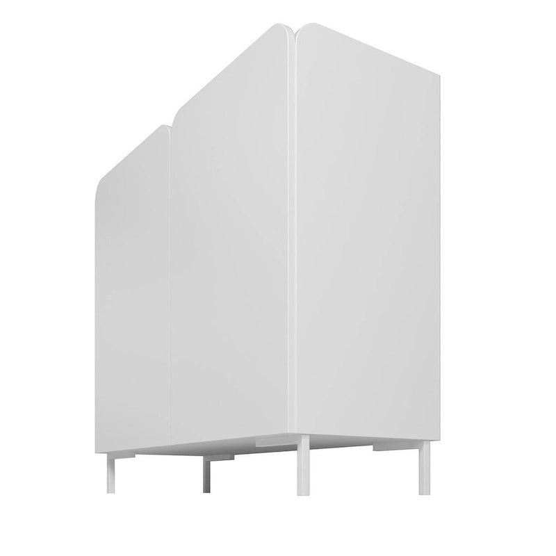 Mobiletto d'Appoggio Moderno di Metà Secolo, Bianco/Nero, Set da 2