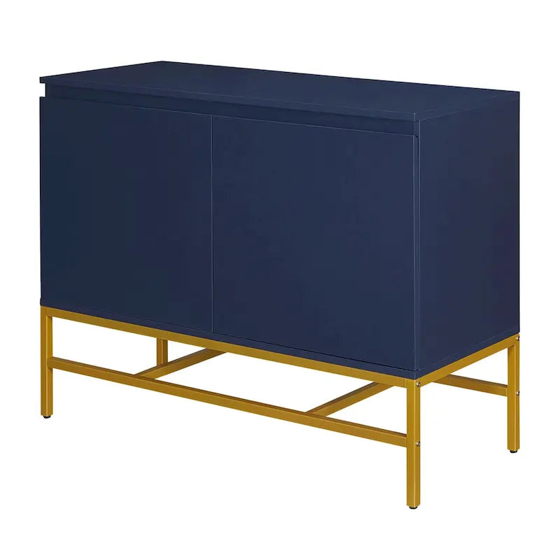 Madia a due ante blu navy/nera con gambe in metallo dorato, singola