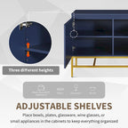Madia a due ante blu navy/nera con gambe in metallo dorato, singola