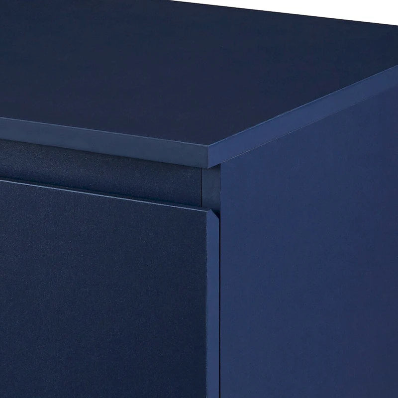 Madia a due ante blu navy/nera con gambe in metallo dorato, singola