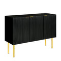 Credenza a 3 ante a righe bianche e nere con gambe dorate - 119.9L x 41.9W x 93H