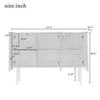 Credenza a 3 ante a righe bianche e nere con gambe dorate - 119.9L x 41.9W x 93H