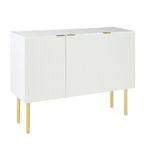 Credenza a 3 ante a righe bianche e nere con gambe dorate - 119.9L x 41.9W x 93H