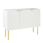 Credenza a 3 ante a righe bianche e nere con gambe dorate - 119.9L x 41.9W x 93H