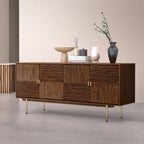 Madia in noce, acacia e rattan, stile Mid-Century