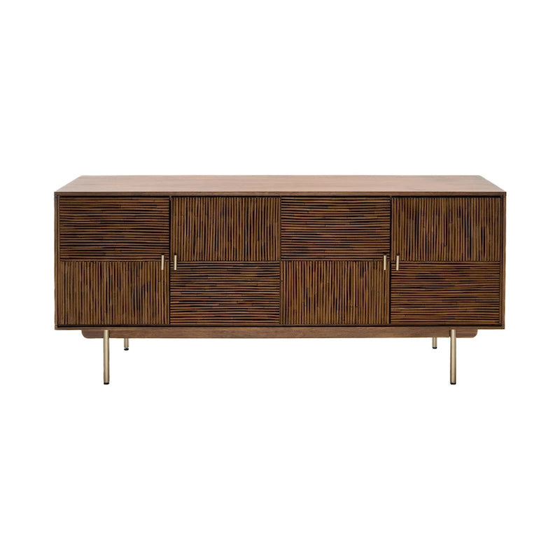 Madia in noce, acacia e rattan, stile Mid-Century