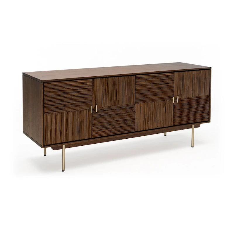 Madia in noce, acacia e rattan, stile Mid-Century