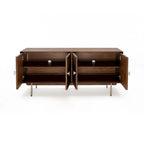 Madia in noce, acacia e rattan, stile Mid-Century