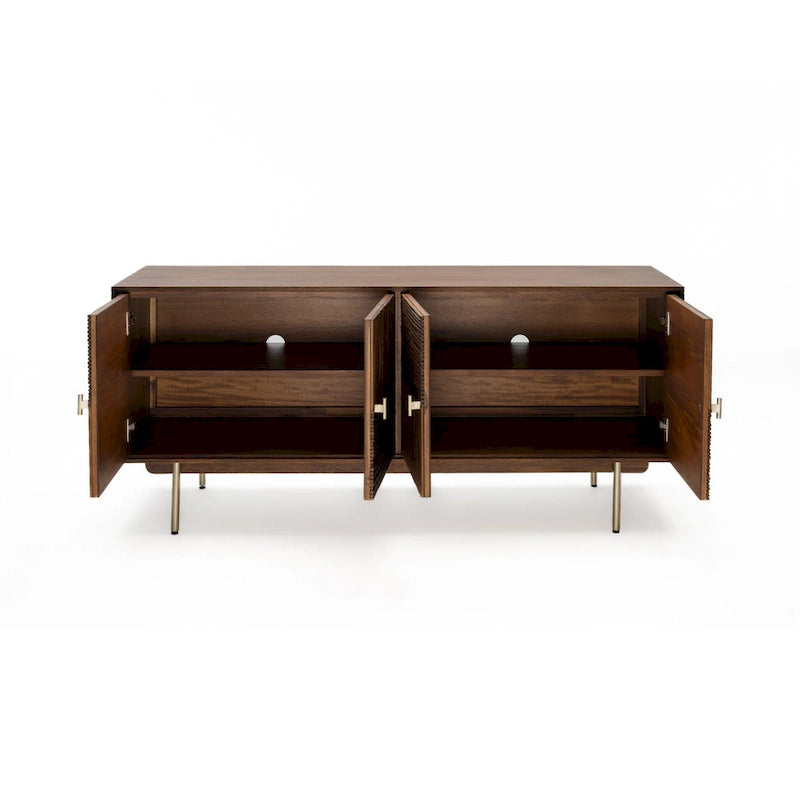 Madia in noce, acacia e rattan, stile Mid-Century