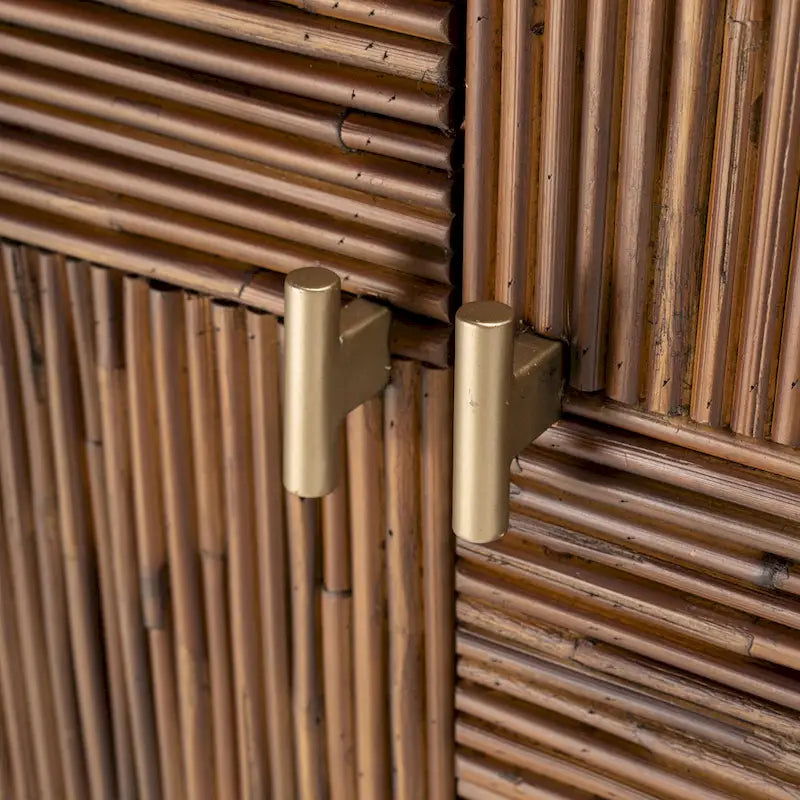 Madia in noce, acacia e rattan, stile Mid-Century