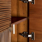 Madia in noce, acacia e rattan, stile Mid-Century