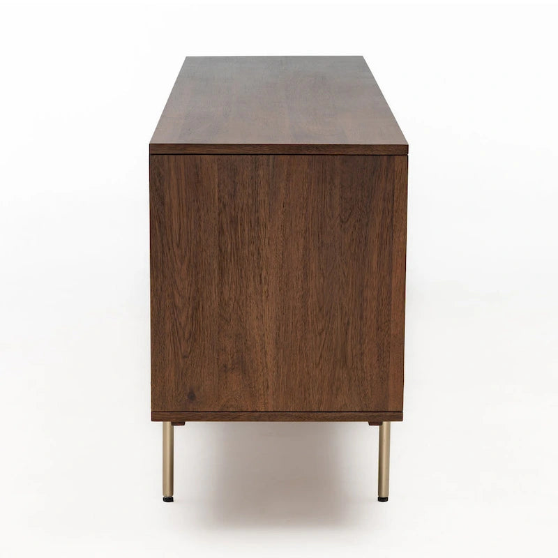 Madia in noce, acacia e rattan, stile Mid-Century